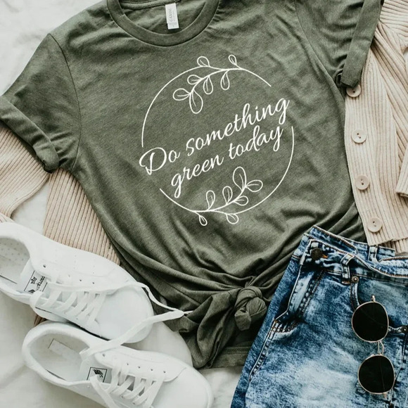 Bella Canvas Do Something Green Today Women's green pullover tshirt - small - Picture 5 of 5